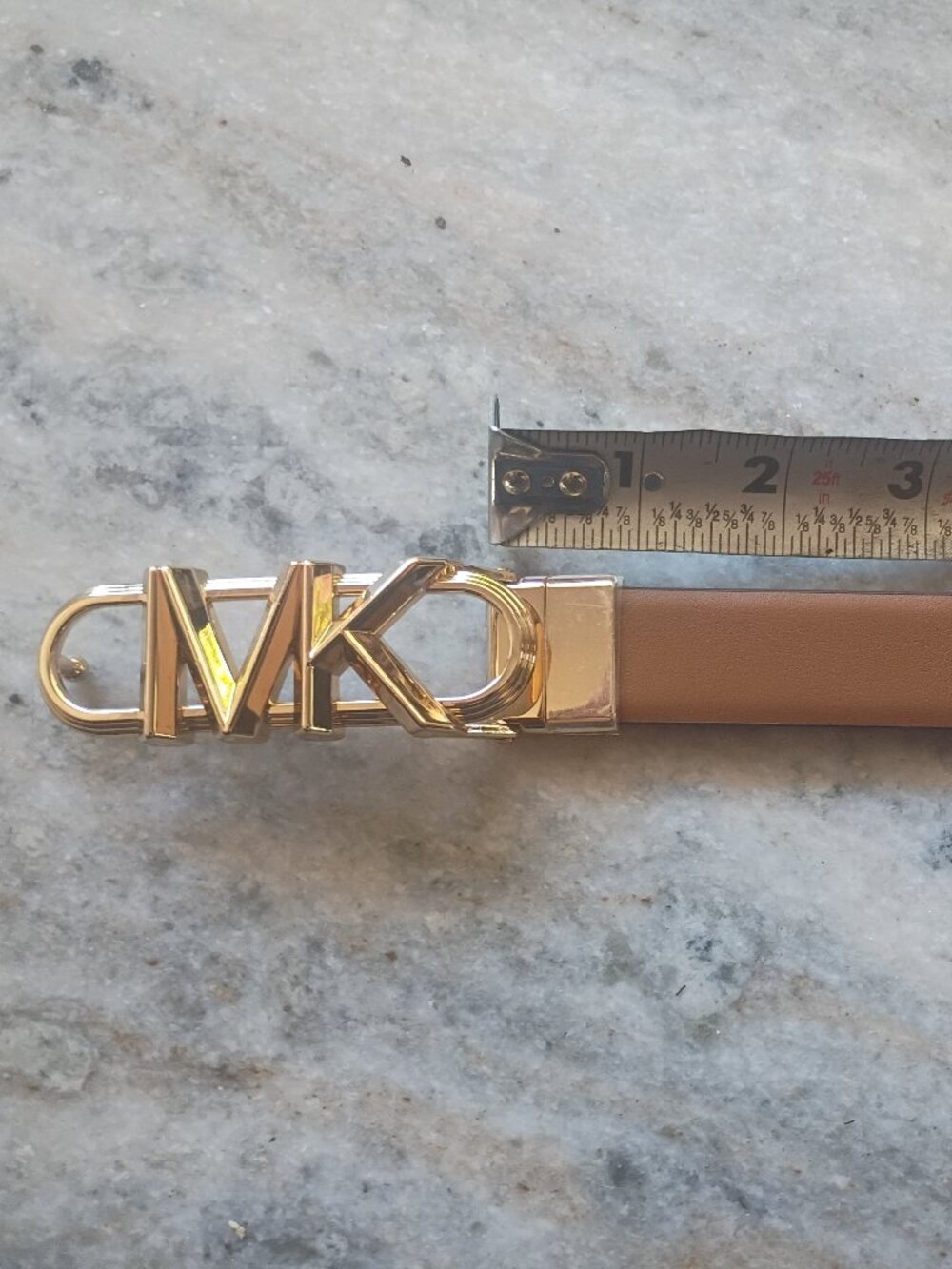 NWT Michael Kors Reversible Logo Twist Belt Brown Tan 41'